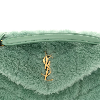 Saint Laurent Merino Shearling Lambskin Quilted Small Loulou Puffer Monogram Chain Satchel Iced Mint 8 of 11