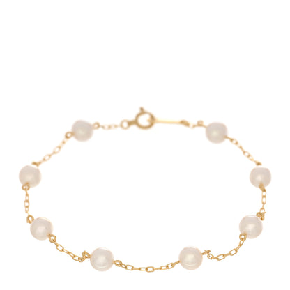 Mikimoto 18K Yellow Gold Akoya Pearl 5mm Station Bracelet 1 of 4