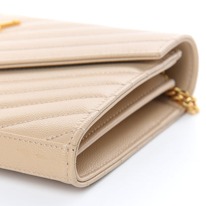 Saint Laurent Grain De Poudre Matelasse Chevron Monogram Chain Wallet Nude Powder 8 of 8