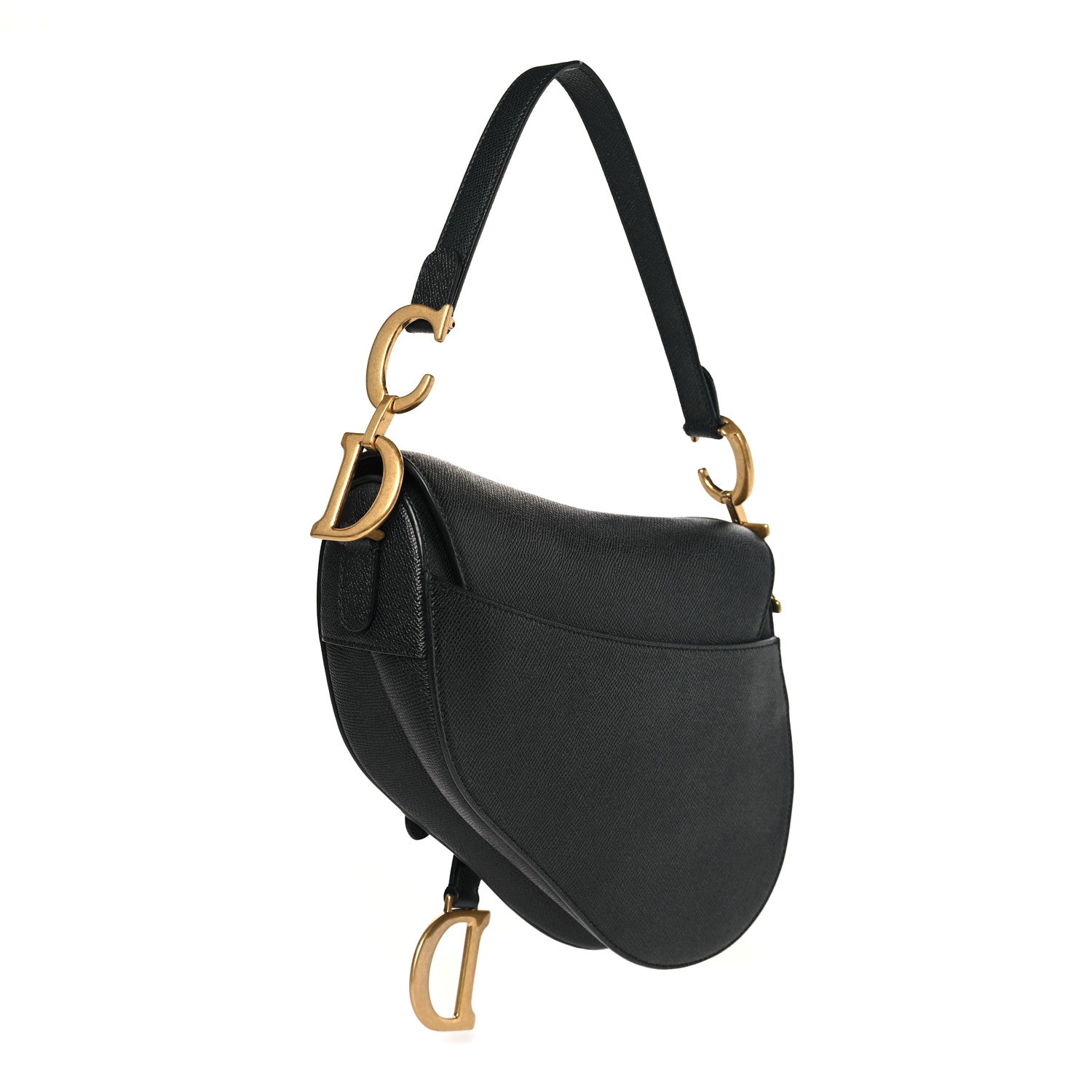 Christian Dior Grained Calfskin Saddle Bag Black 4 of 9