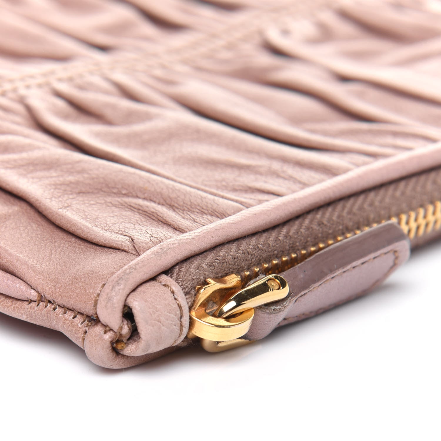 Prada Nappa Gaufre Ruched Pouch Cammeo 10 of 12