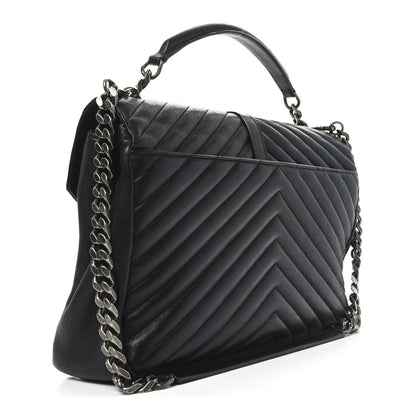 Saint Laurent Sheepskin Matelasse Chevron Monogram Large College Satchel Black 3 of 10