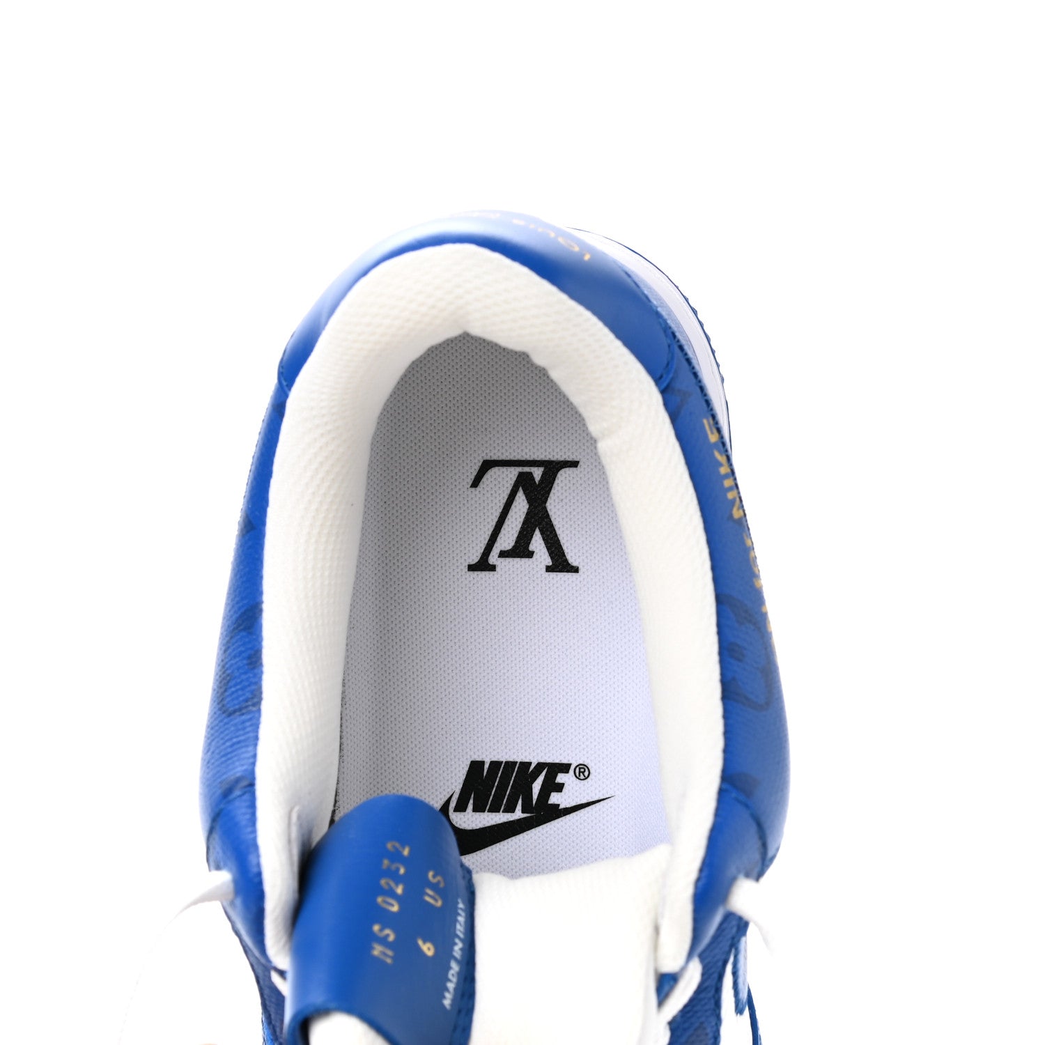 Louis Vuitton X NIKE AIR FORCE 1 Calfskin Monogram Mens Sneakers 6 Blue 8 of 11