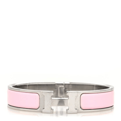 Hermes Enamel Narrow Clic Clac H Bracelet PM Rose Dragee 1 of 5