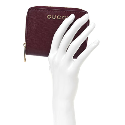 Gucci Textured Calfskin Script Logo Mini Wallet Rosso Ancora 2 of 12