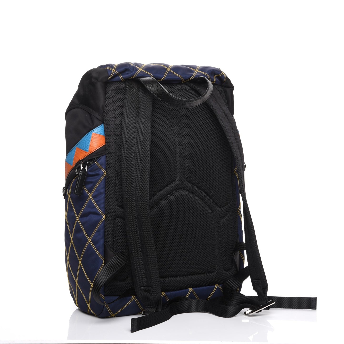 Tessuto Nylon Impunturato Double Buckle Backpack Baltico Black