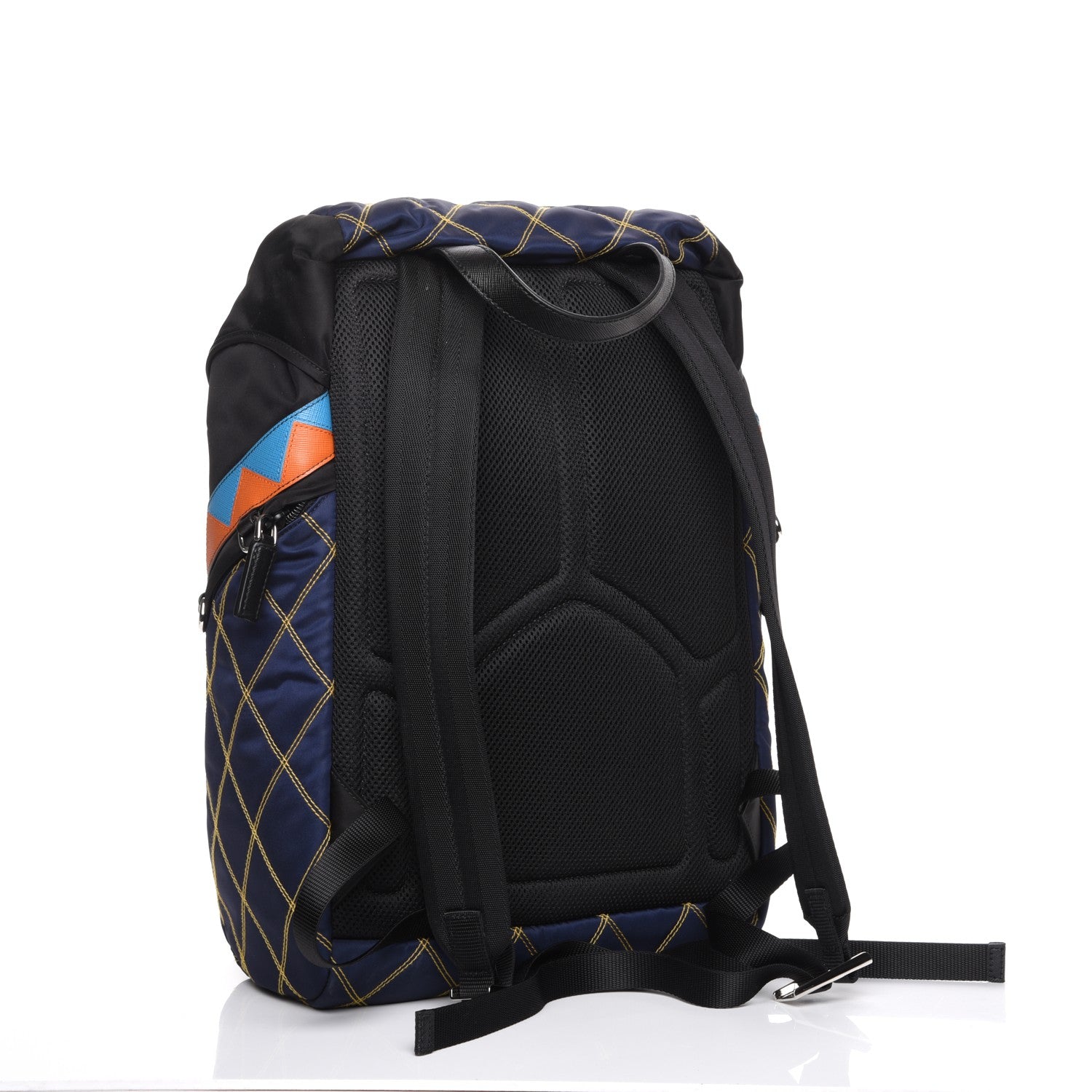Prada Tessuto Nylon Impunturato Double Buckle Backpack Baltico Black 3 of 8