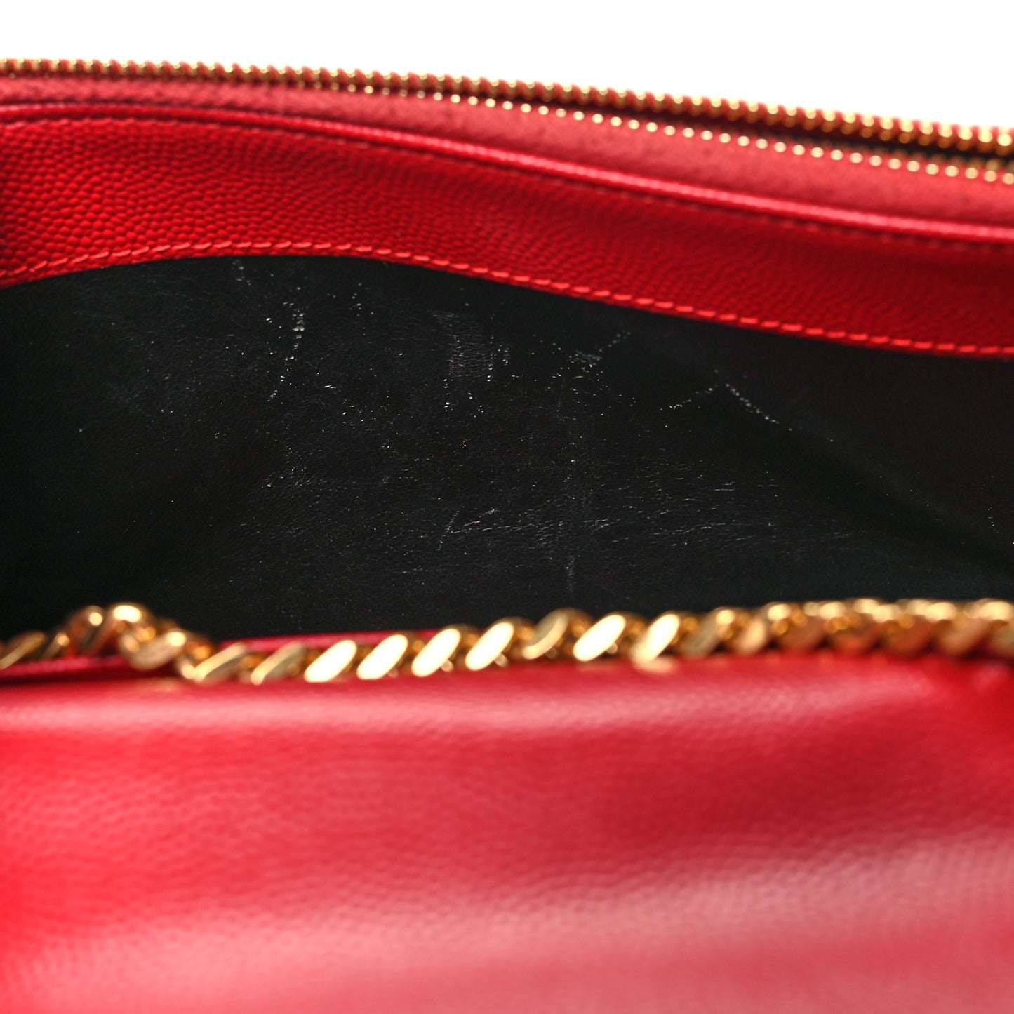 Grain De Poudre Matelasse Chevron Monogram Envelope Chain Wallet New Red