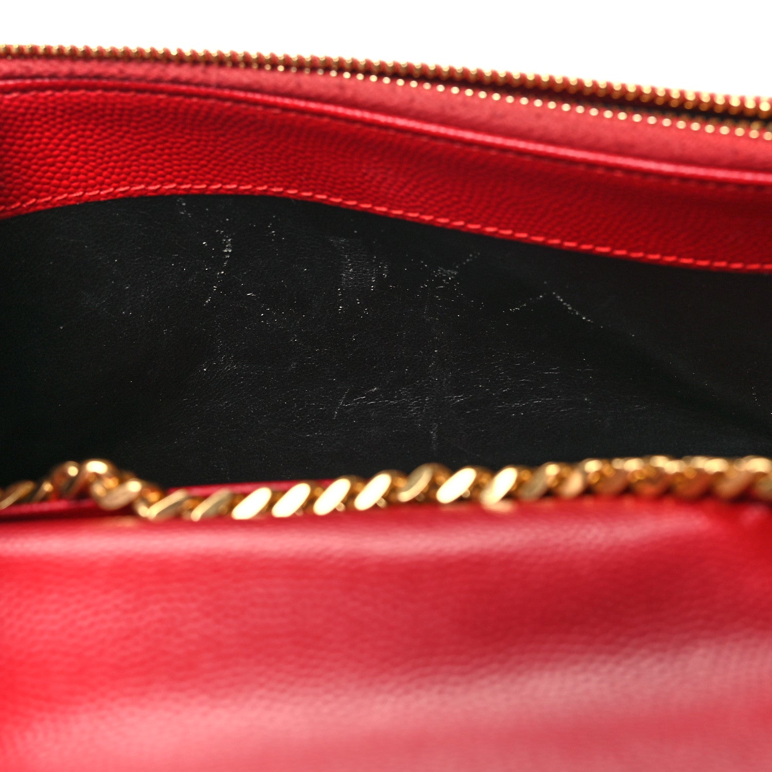 Saint Laurent Grain De Poudre Matelasse Chevron Monogram Envelope Chain Wallet New Red 18 of 18