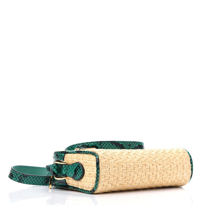 Gucci Raffia Elaphe Mini Ophidia Shoulder Bag Natural New Shamarock 3 of 5