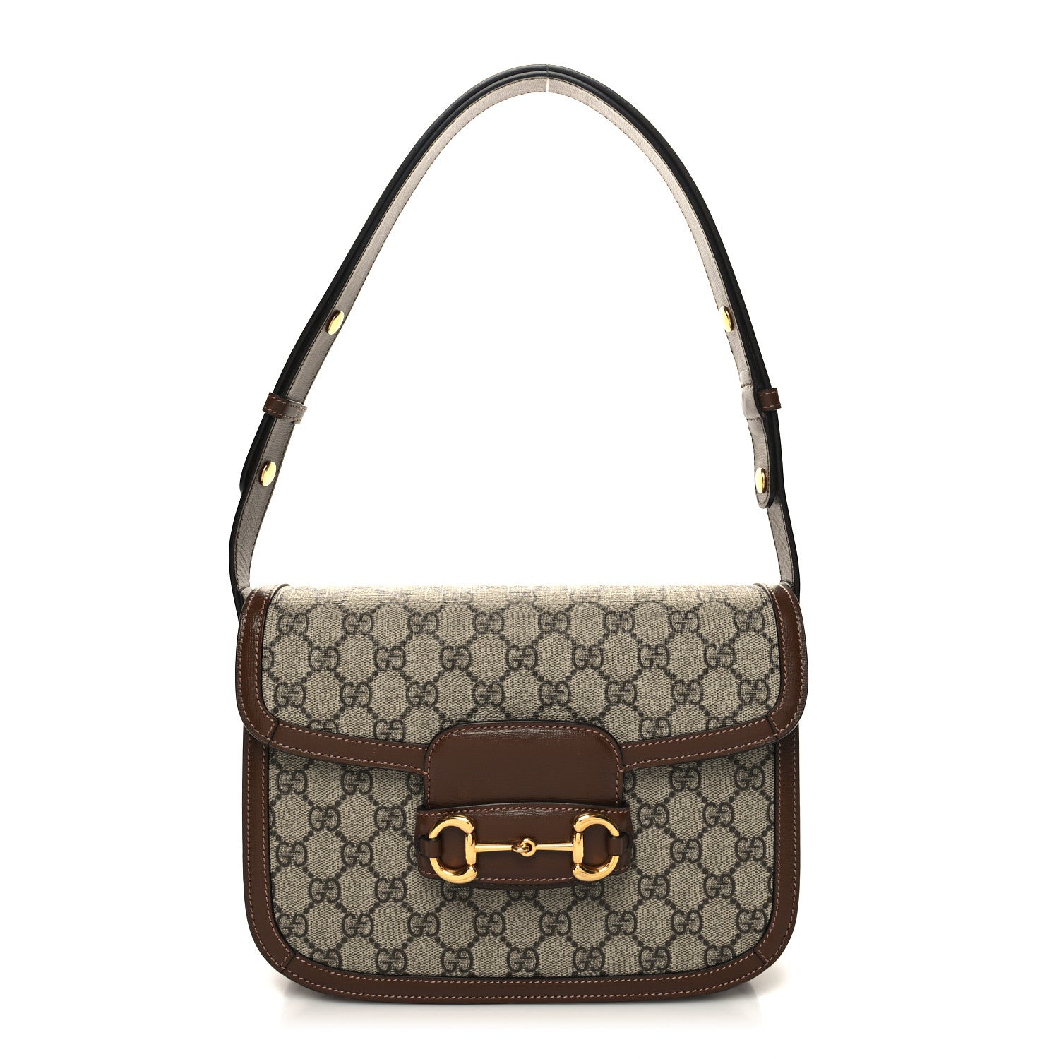 Gucci GG Supreme Monogram Horsebit 1955 Shoulder Bag Beige Brown Sugar 1 of 12