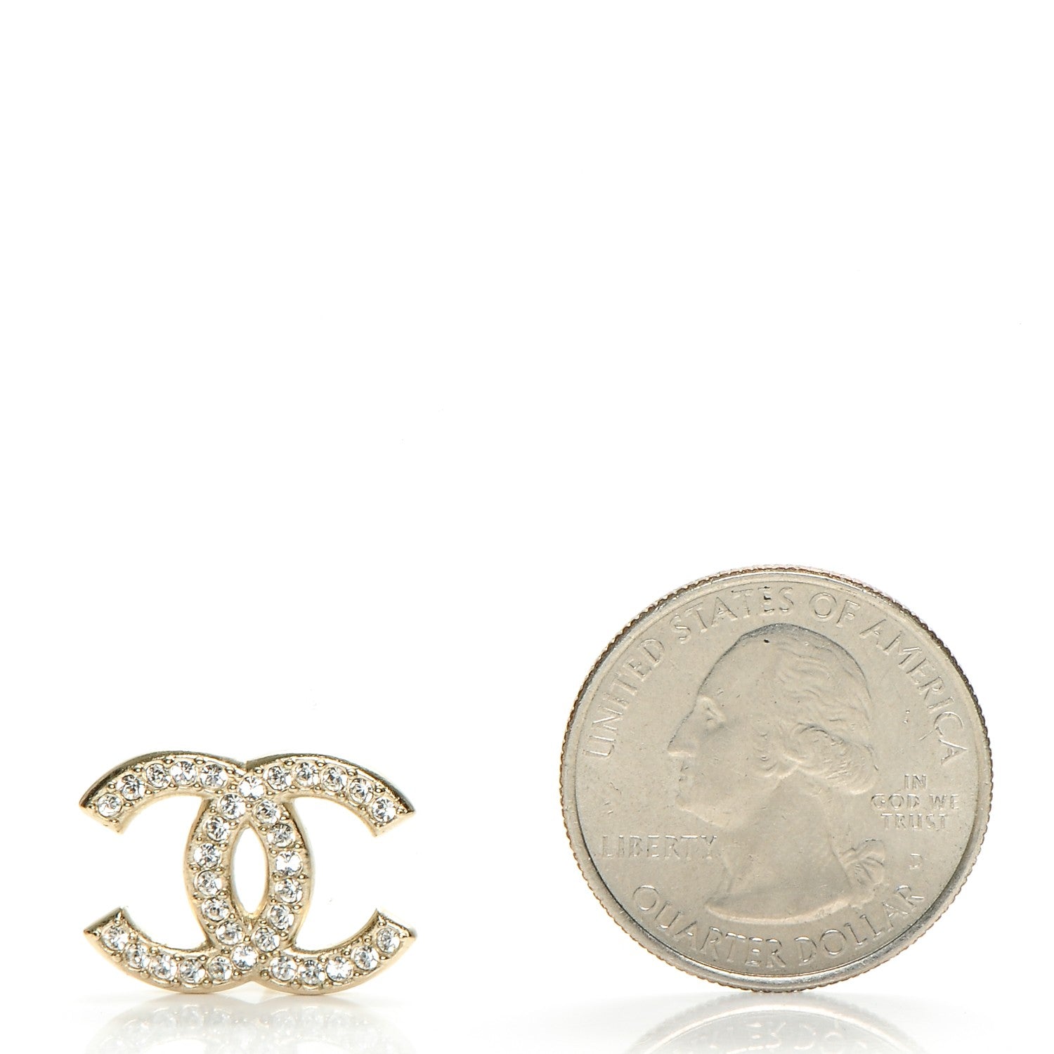 Chanel Crystal CC Earrings Gold 2 of 4