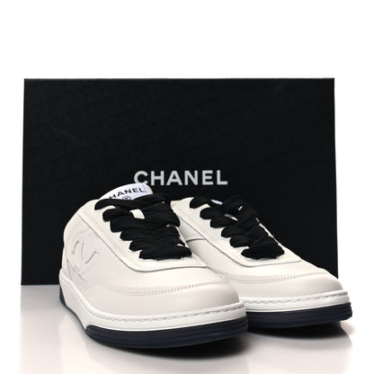 Chanel Calfskin CC Womens Sneakers 38.5 White Black 8 of 8