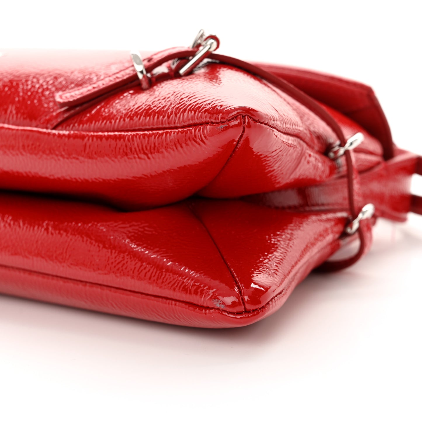 Patent Calfskin Small P'tit Voyou Shoulder Bag Vermillon