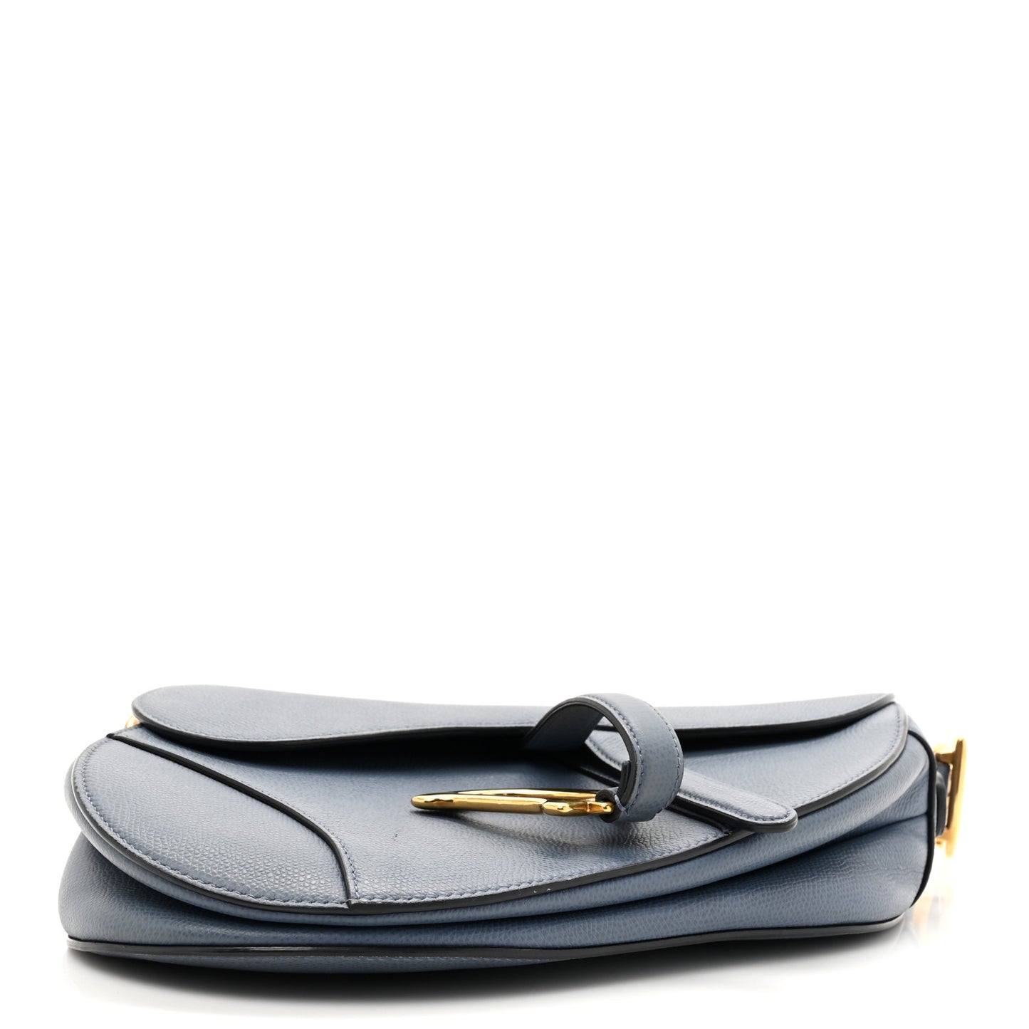 Grained Calfskin Saddle Bag Denim Blue