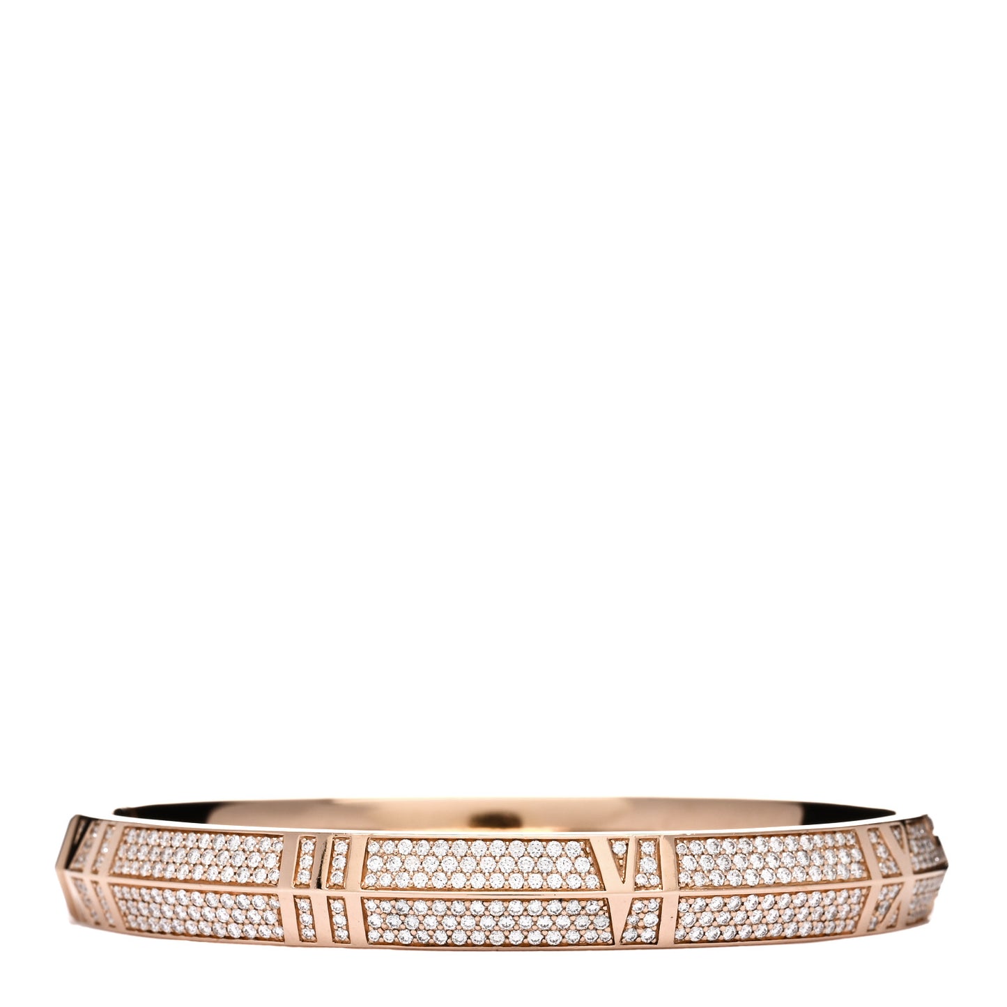 18K Rose Gold Diamond Atlas Closed Wide Hinged Bangle Bracelet