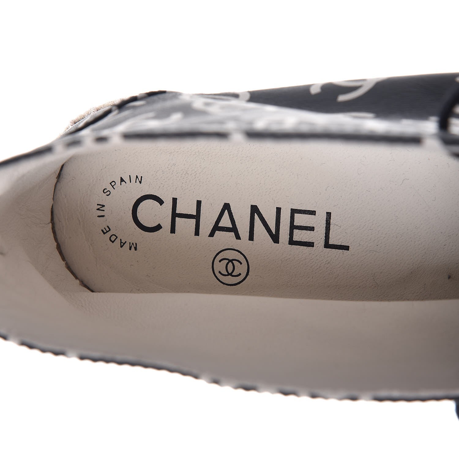 Chanel Lambskin Printed CC Lace Up Espadrilles 38 Black White 8 of 10
