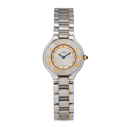 Cartier Stainless Steel 18K Yellow Gold 28mm Must De 21 Quartz Watch 1 of 4