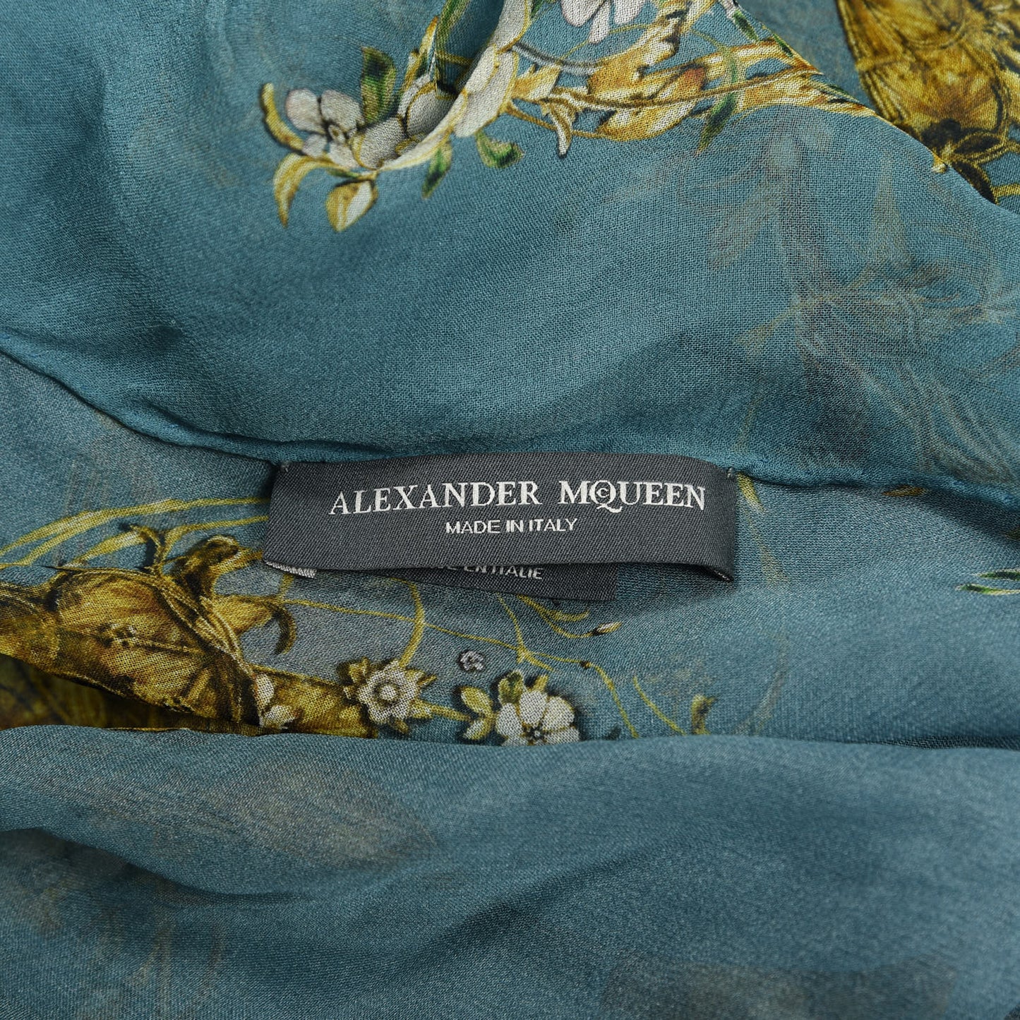 Modal Silk Flower Skull Scarf Blue