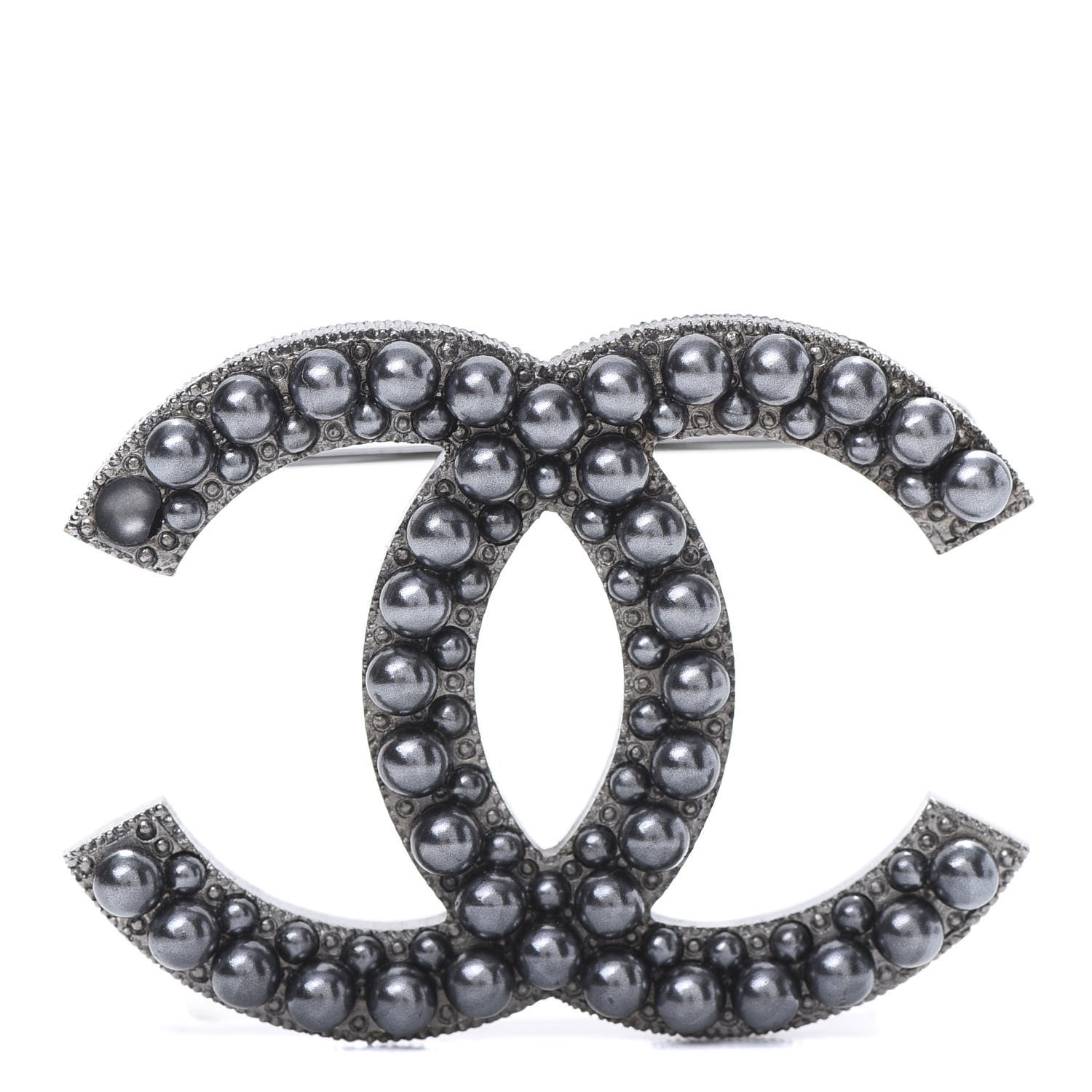 Chanel Ruthenium Pearl CC Brooch Dark Grey 1 of 6