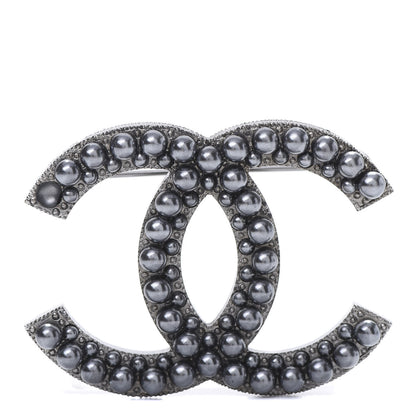 Chanel Ruthenium Pearl CC Brooch Dark Grey 1 of 6