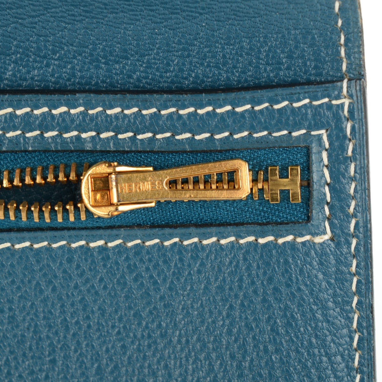 Hermes Chevre Mysore Bearn Gusset Wallet Blue Jean 7 of 7