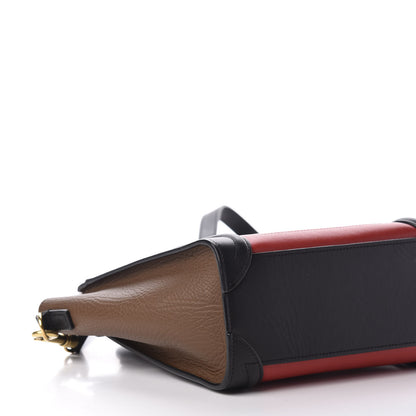 Celine Calfskin Bullhide Nano Tri-Color Luggage Bright Red 7 of 9