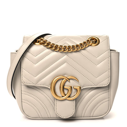 Gucci Calfskin Matelasse Mini GG Marmont Square Shoulder Bag Light Grey 1 of 13