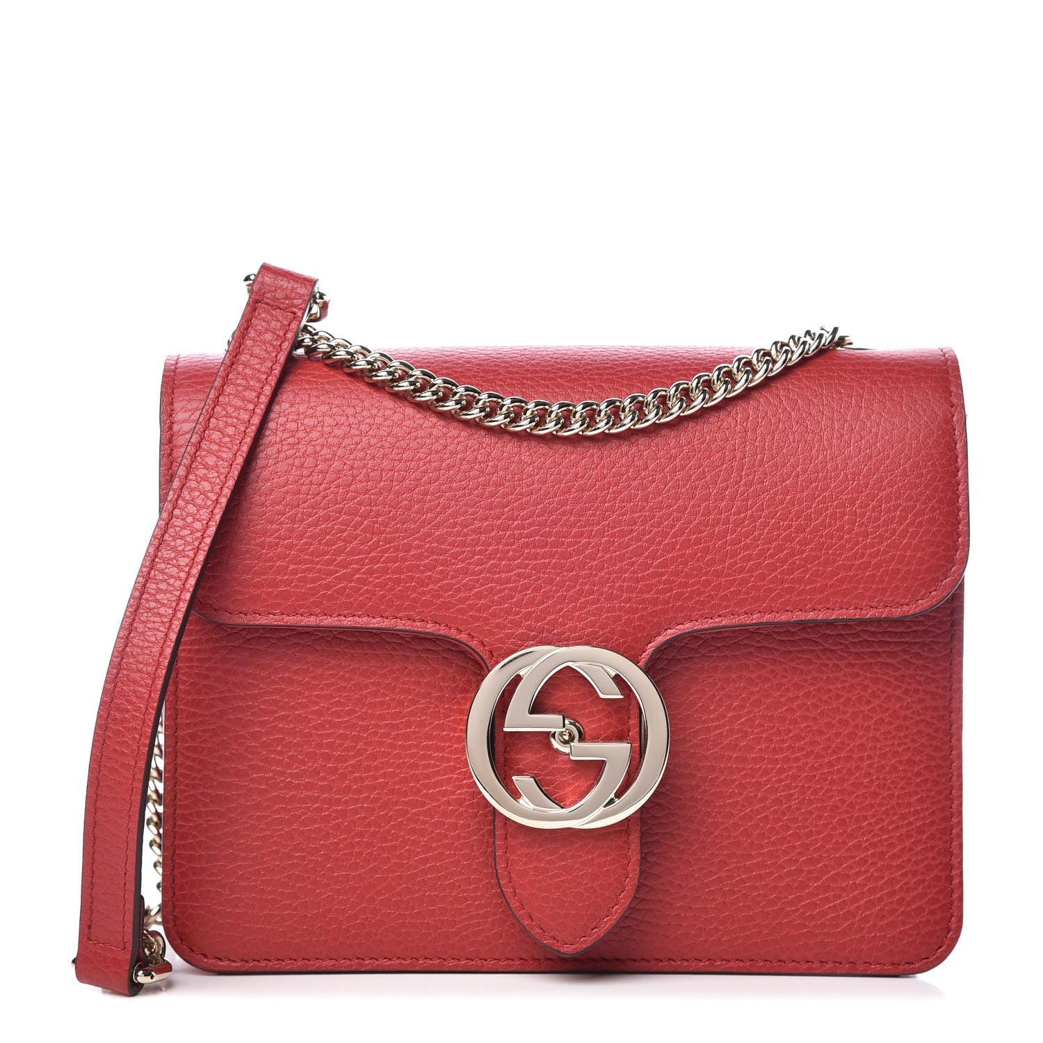 Gucci Dollar Calfskin Small Interlocking G Shoulder Bag Red 1 of 9
