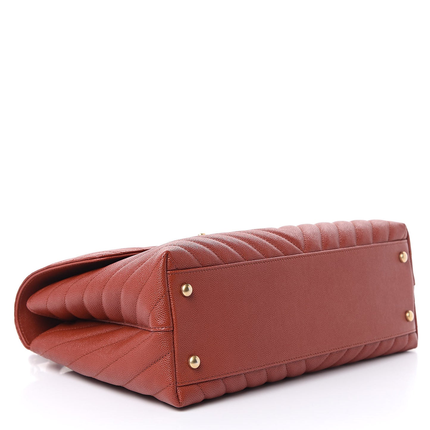 Caviar Chevron Quilted Medium Coco Handle Flap Dark Orange