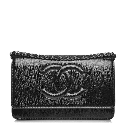 Chanel Patent Caviar Timeless CC Wallet on Chain WOC Black 1 of 9