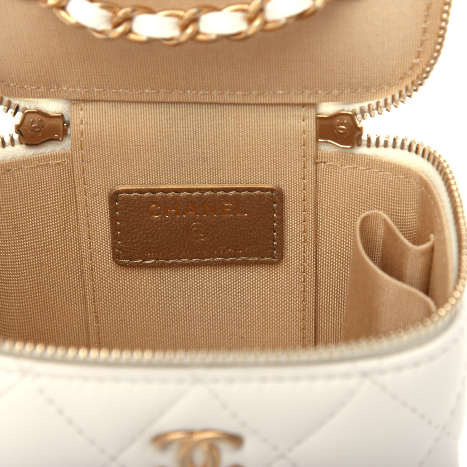 Chanel Lambskin Quilted Pearl Crush Mini Vanity Case With Chain White 6 of 10