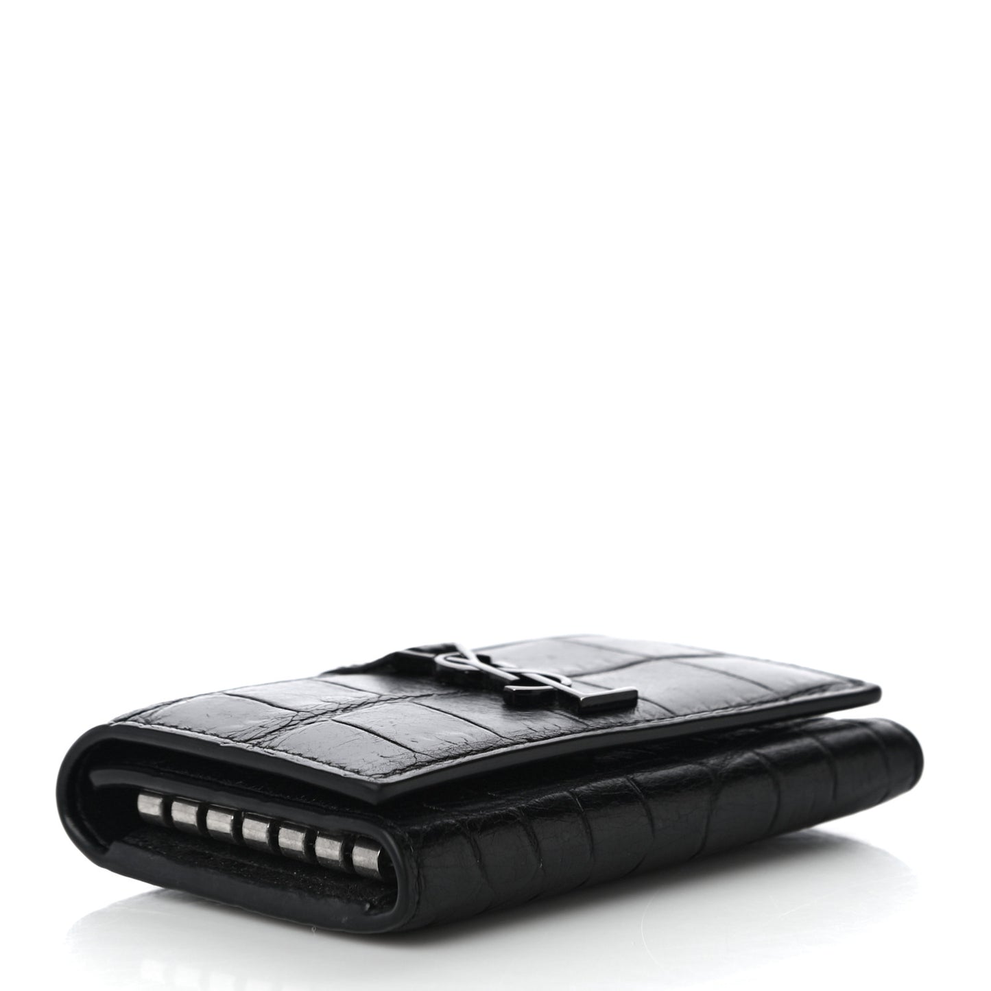 Calfskin Crocodile Embossed Key Holder Wallet Black