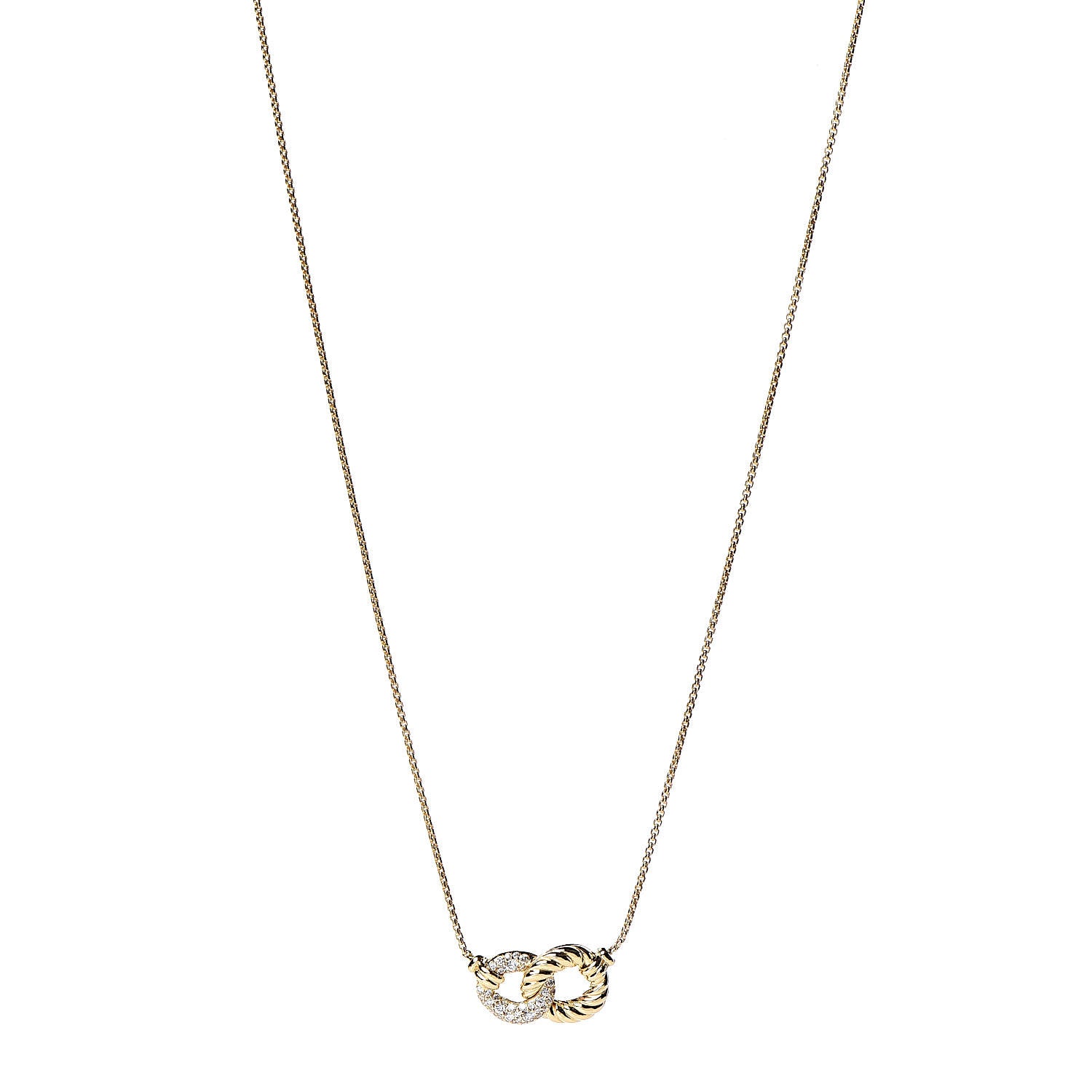 David Yurman 18K Yellow Gold Diamond Pave Extra-Small Belmont Pendant Necklace 1 of 7