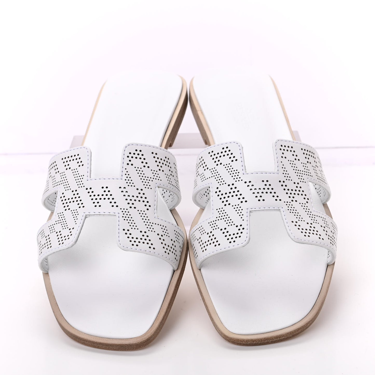 Calfskin Perforated Oran Sandals 37 White