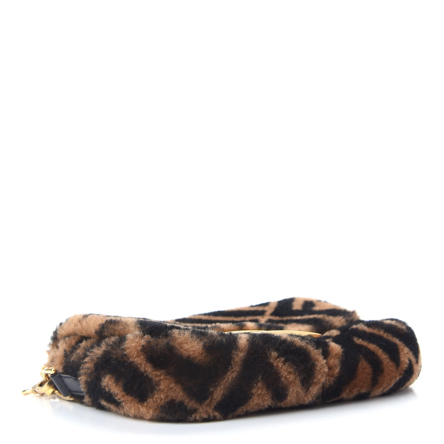 Shearling Vitello Dolce Macro FF 1974 Mini Baguette Tobacco Black