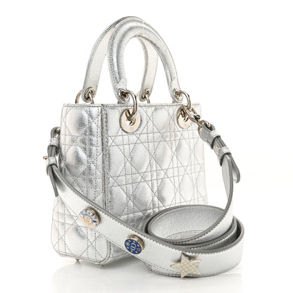 Christian Dior Metallic Grained Calfskin Cannage Small Lucky Badges My Lady Dior Silver 3 of 16