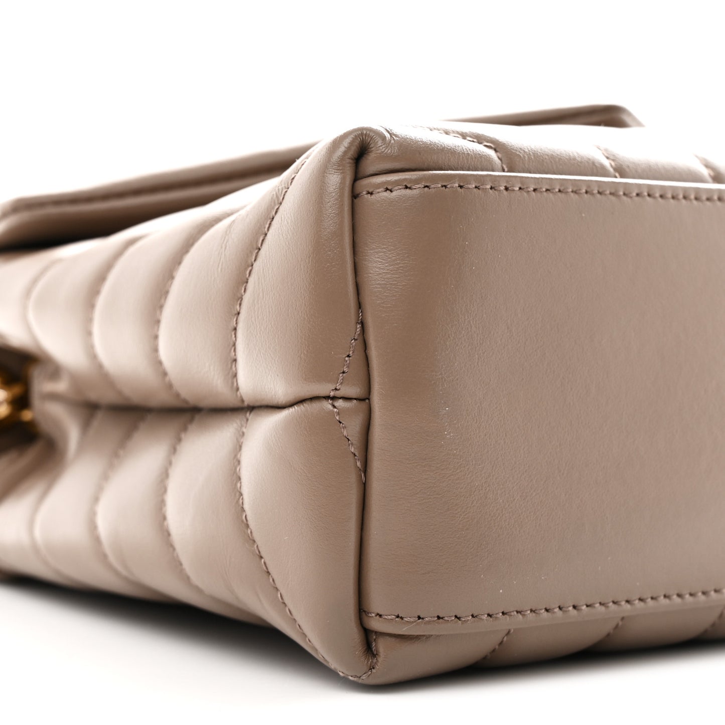 Calfskin Y Quilted Monogram Small Loulou Chain Satchel Taupe