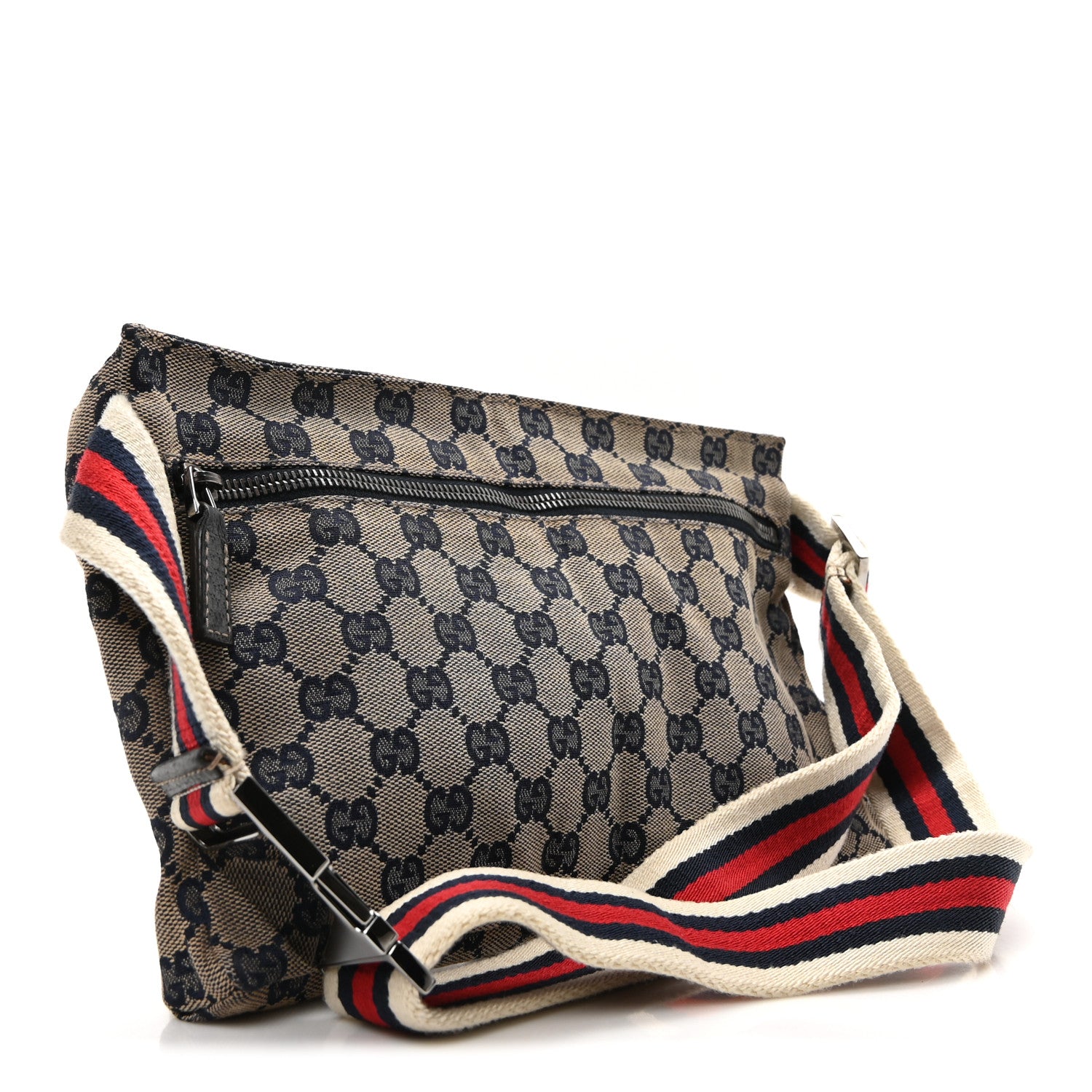 Gucci GG Monogram Web Double Pocket Belt Bag Navy 3 of 10