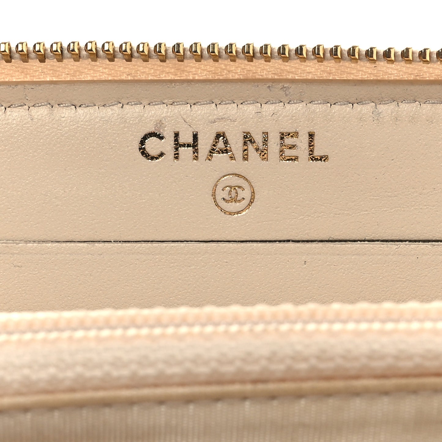 Lurex Canvas Deauville Medium Zip Around Wallet Beige