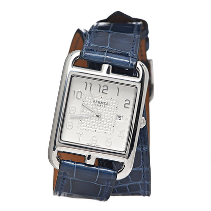 Hermes Stainless Steel Alligator 29mm Cape Cod Double Tour Quartz Watch Bleu Saphir 1 of 6