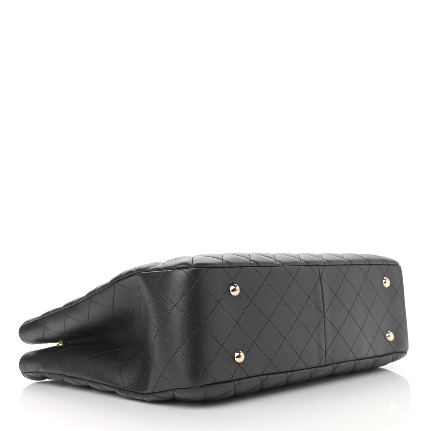 Lambskin Quilted Large Classic Shopping Tote Black