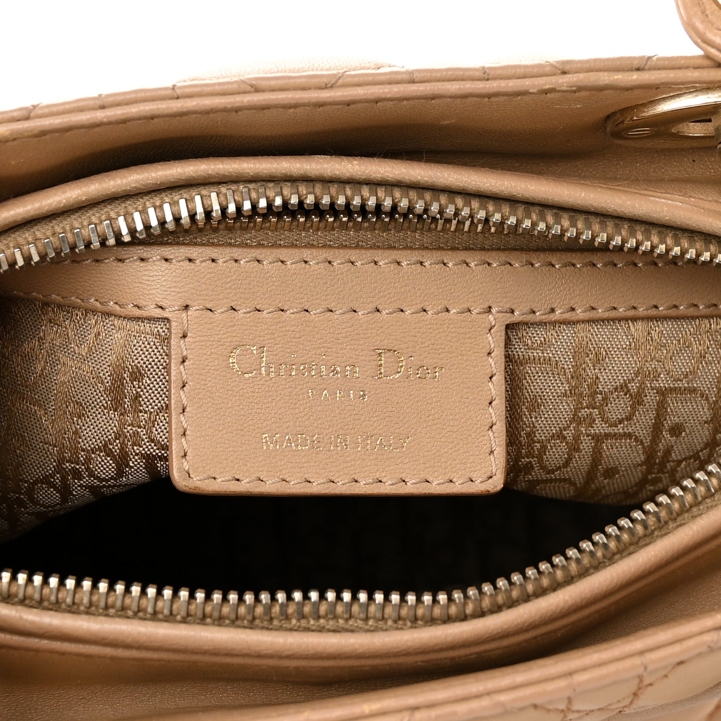 Lambskin Cannage Medium Lady Dior Beige