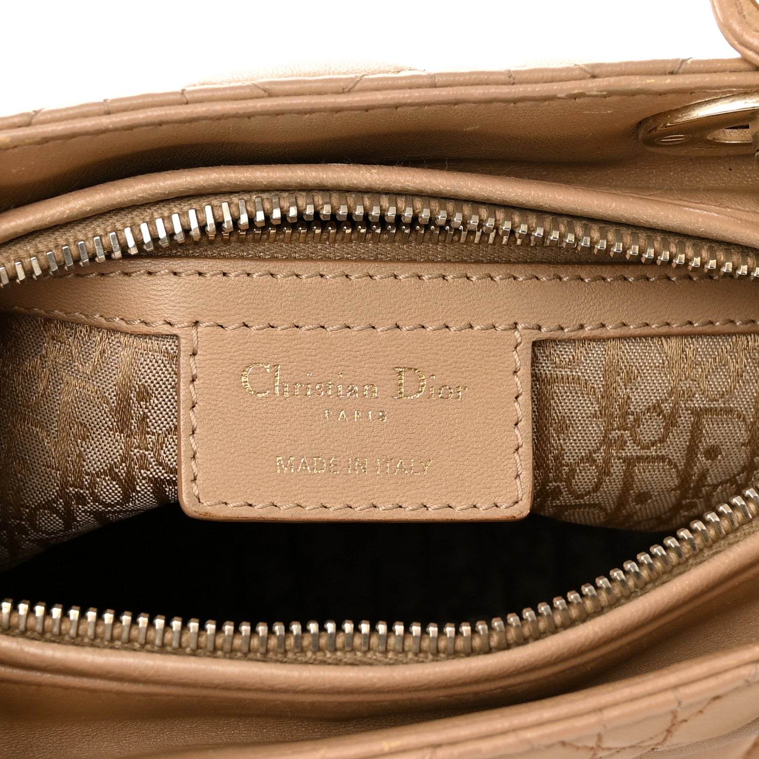 Christian Dior Lambskin Cannage Medium Lady Dior Beige 6 of 10