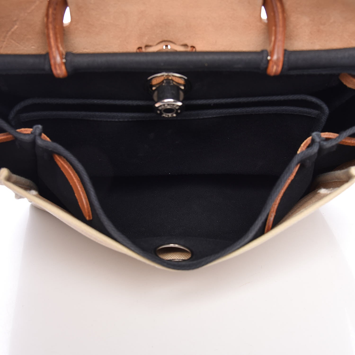 Hermes Toile Vache Calfskin Herbag 30 PM Black Natural 7 of 34