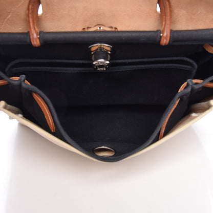 Hermes Toile Vache Calfskin Herbag 30 PM Black Natural 7 of 34