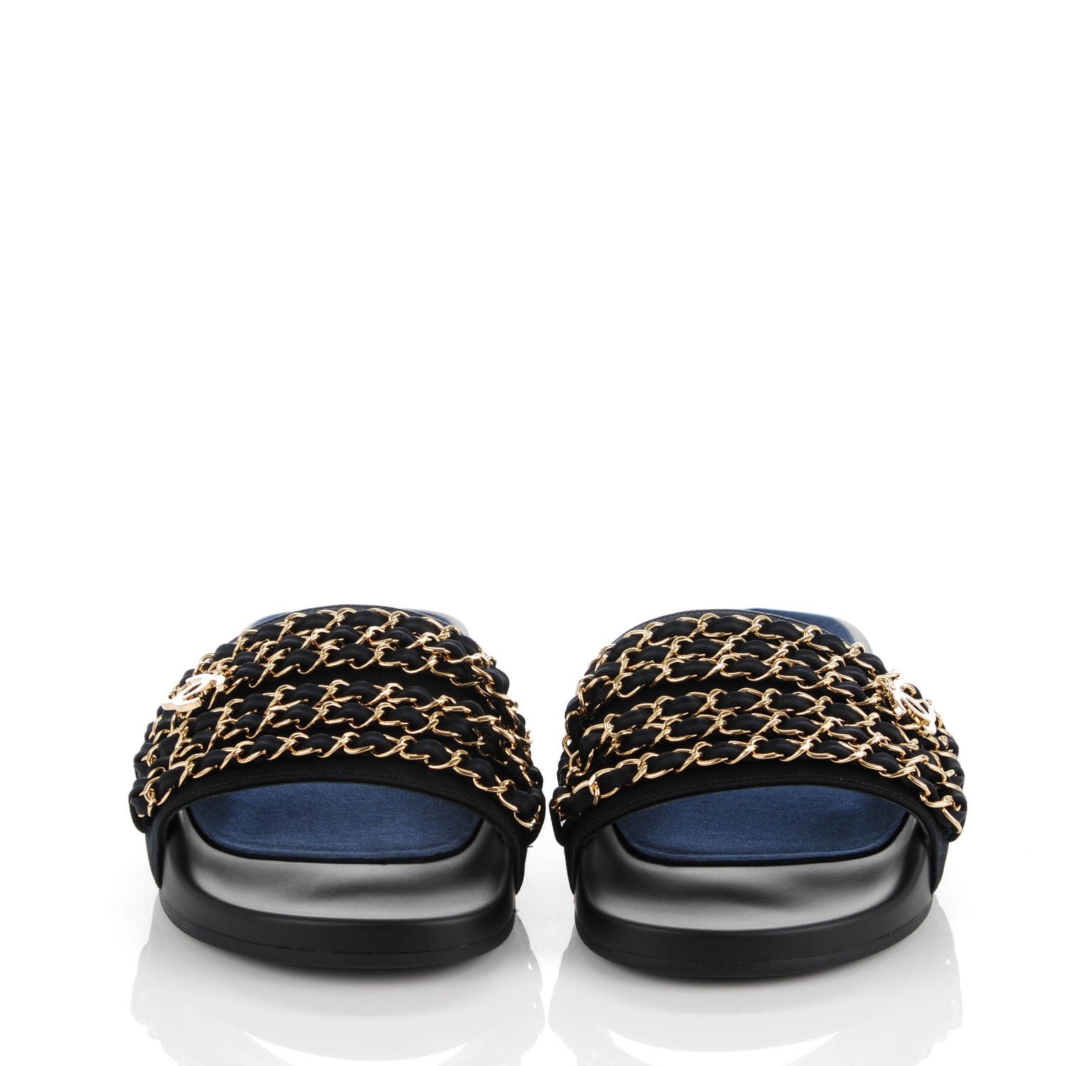 Chanel Nylon Chain Flat Sandals 36 Marine 2 of 8