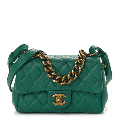 Chanel Shiny Sheepskin Quilted Mini Trapezio Flap Green 1 of 8