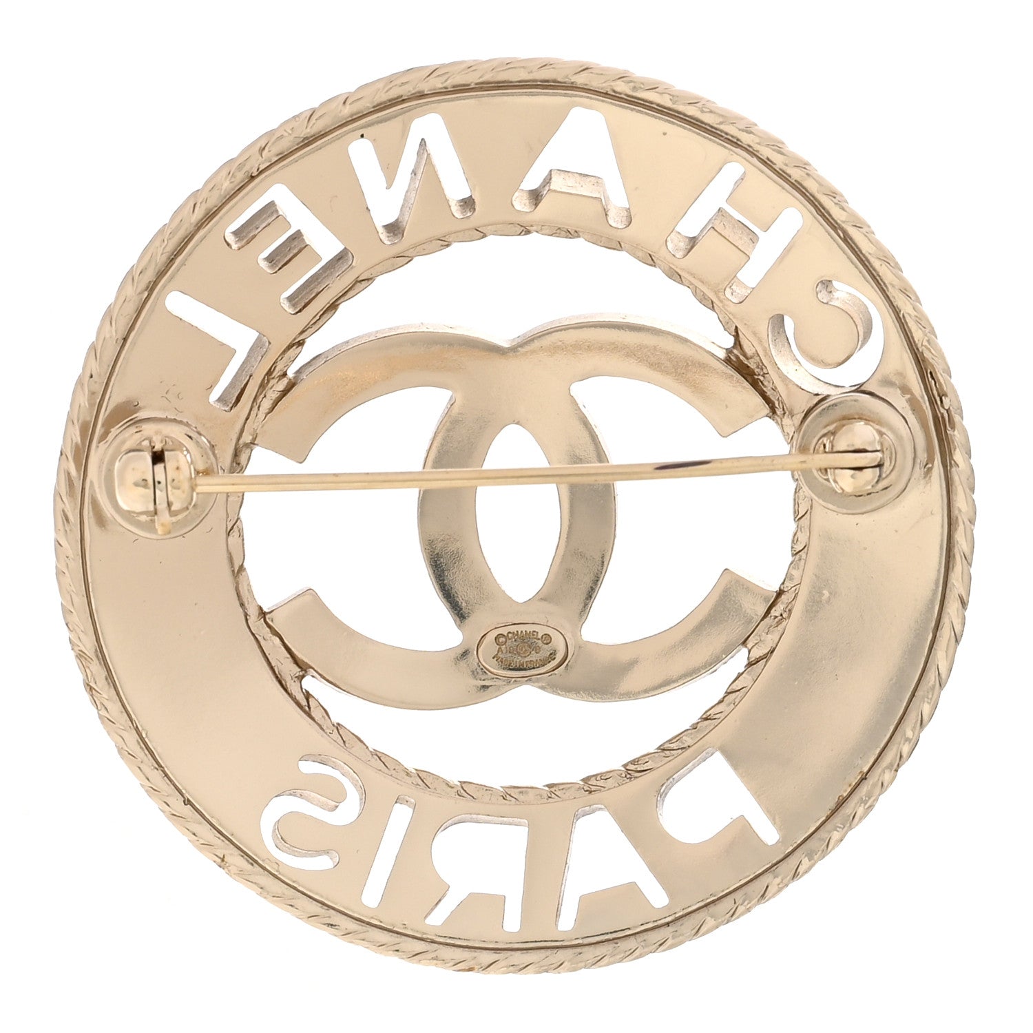 Chanel Metal CC Paris Brooch Silver 3 of 5