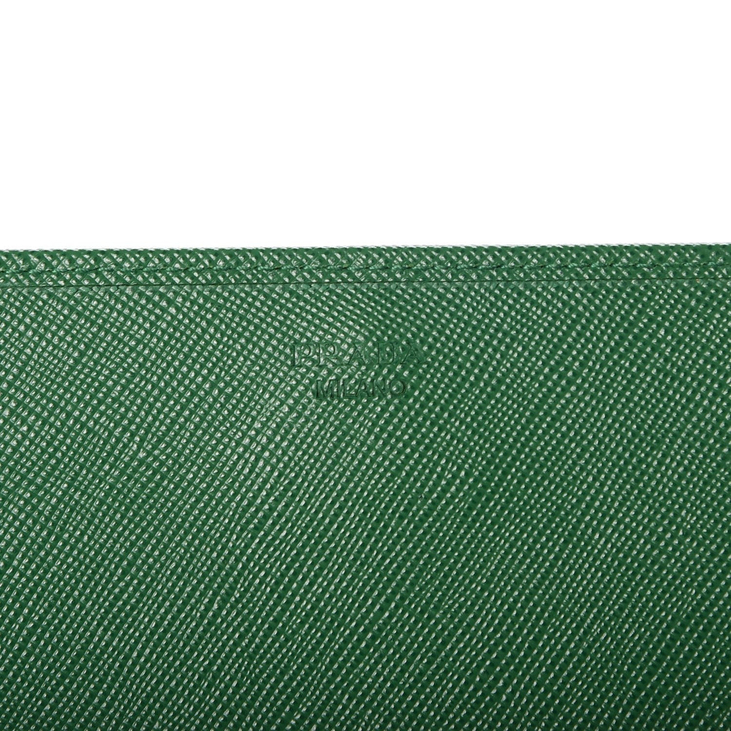 Prada Saffiano Metal Oro Chain Wallet Verde 6 of 11